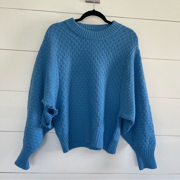 Current Elliott The Juniper Sky Blue Wool Sweater - Picture 2 of 7